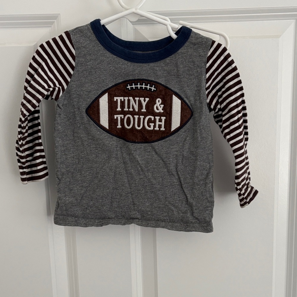 Carter's Gray and Brown Football Long Sleeve Tee